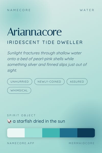 Arianna aesthetic card in the Mermaidcore palette