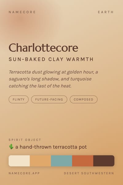 Charlotte aesthetic card in the Desert Southwestern palette