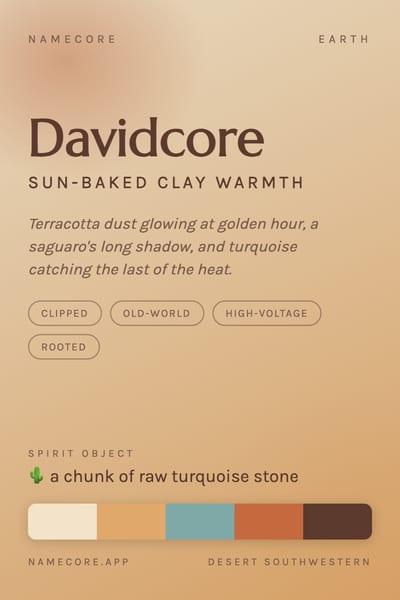 David aesthetic card in the Desert Southwestern palette