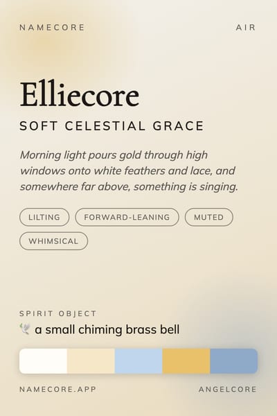 Ellie aesthetic card in the Angelcore palette