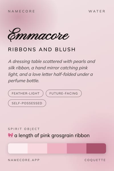 Emma aesthetic card in the Coquette palette