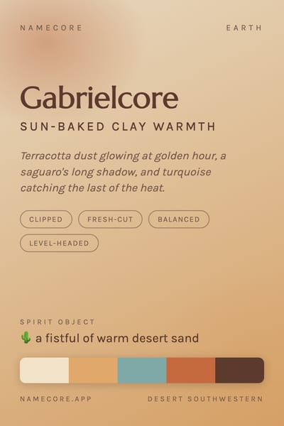 Gabriel aesthetic card in the Desert Southwestern palette