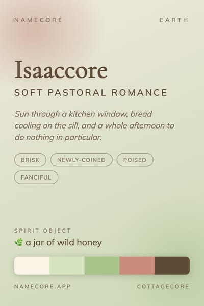 Isaac aesthetic card in the Cottagecore palette