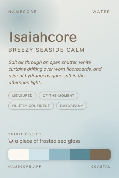 Isaiah aesthetic card in the Coastal palette