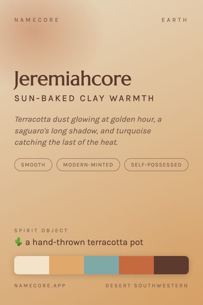 Jeremiah aesthetic card in the Desert Southwestern palette