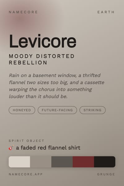 Levi aesthetic card in the Grunge palette