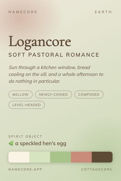 Logan aesthetic card in the Cottagecore palette