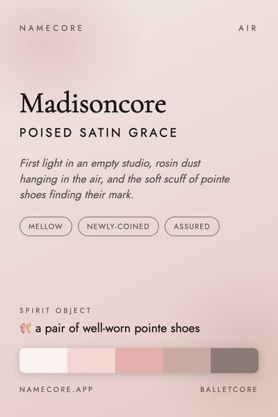 Madison aesthetic card in the Balletcore palette