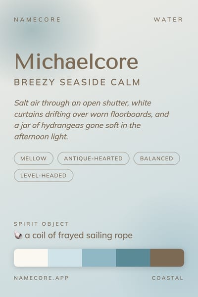 Michael aesthetic card in the Coastal palette