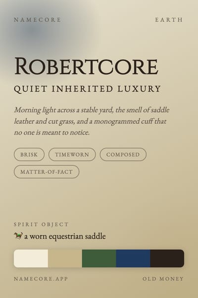 Robert aesthetic card in the Old Money palette