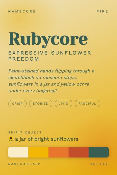 Ruby aesthetic card in the Art Hoe palette